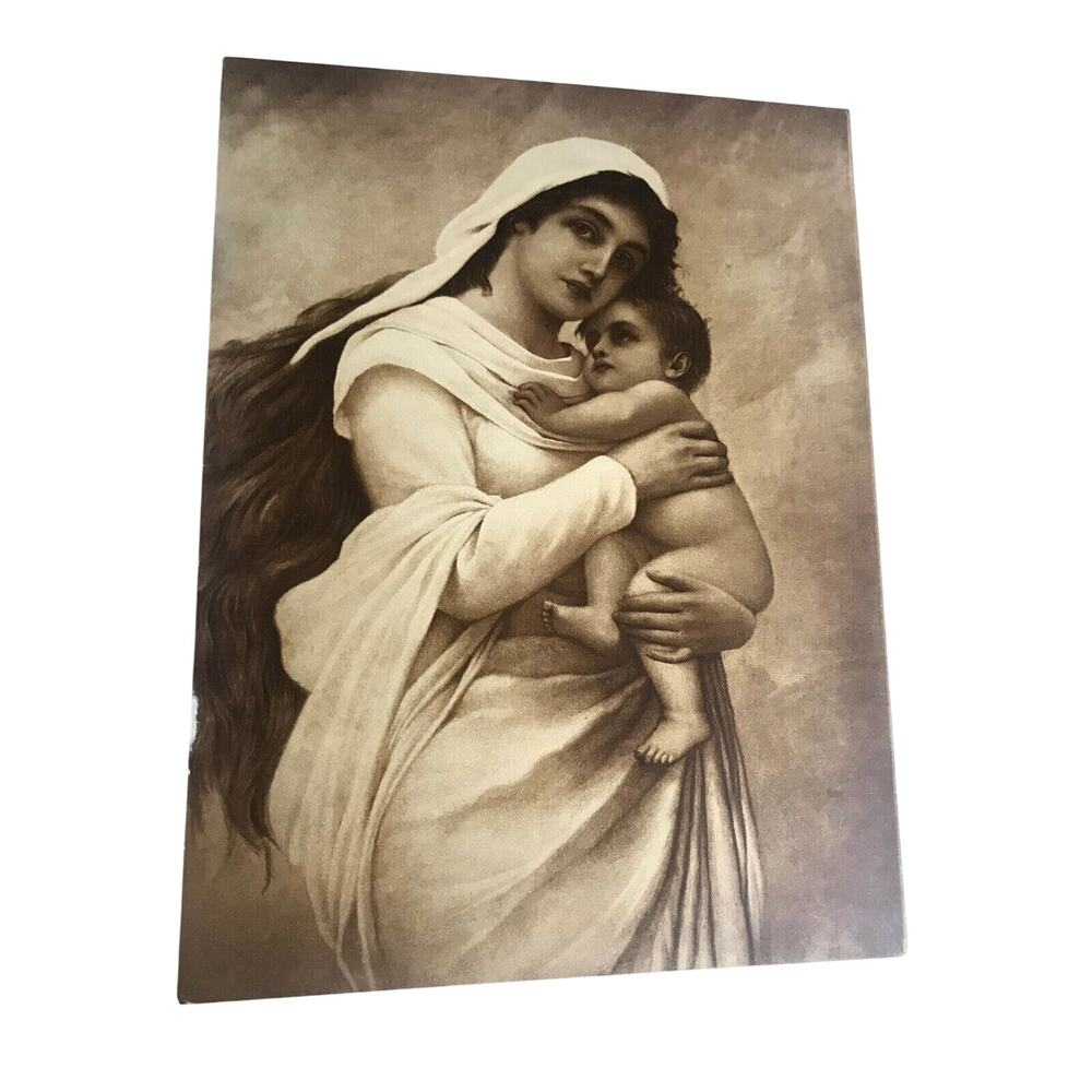 Antique Taber Prang Springfield MA Litho Madonna Bodenhausen # 1996 12"x 9"